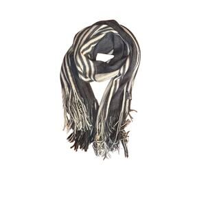 ANTHROPOLOGIE Grey Cozy Striped Scarf